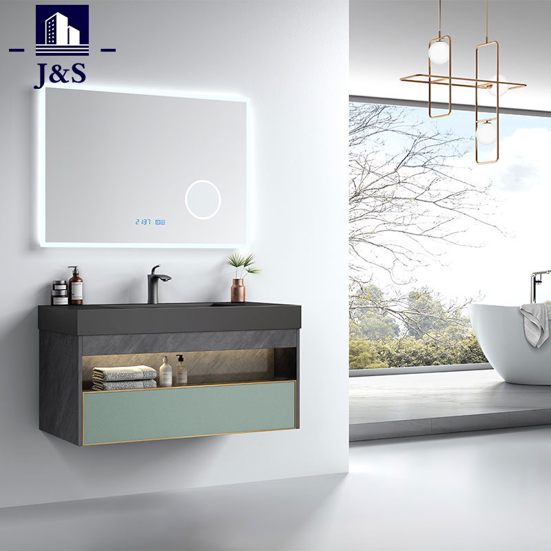 သစ်သားရေချိုးခန်း Mirror Cabinet တစ်ဝက် Bath Vanity